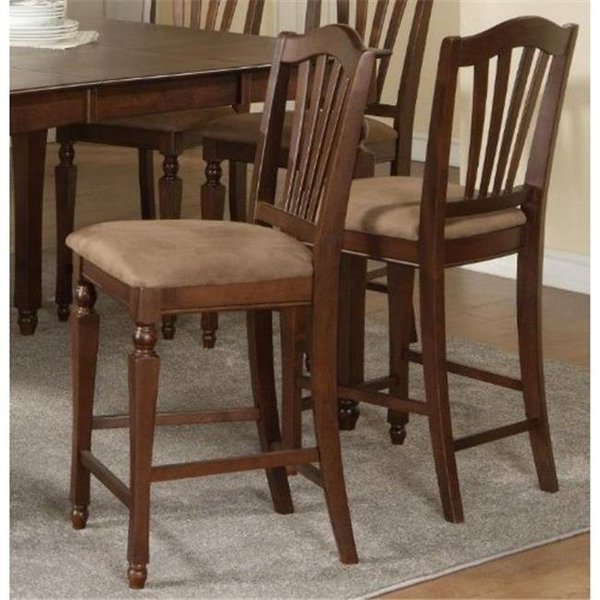 East West Furniture East West CC-MAH-W Chelsea Stools with wood seat; 24 in. seat height; Mahogany - Pack of 2 CHS-MAH-W